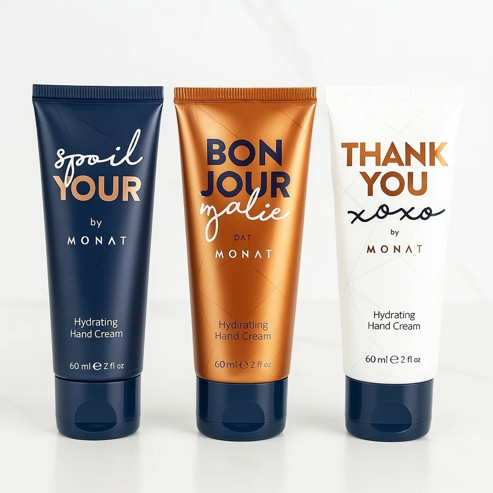 Monat Limited Edition Happy Hands Collection With Rose Gold Cosmetic Bag